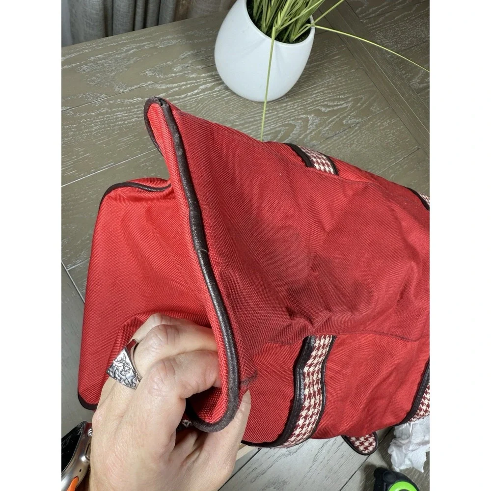 Vintage Tommy Hilfiger Red Tote‎ Duffle Bag houndstooth Straps 90s Fashion